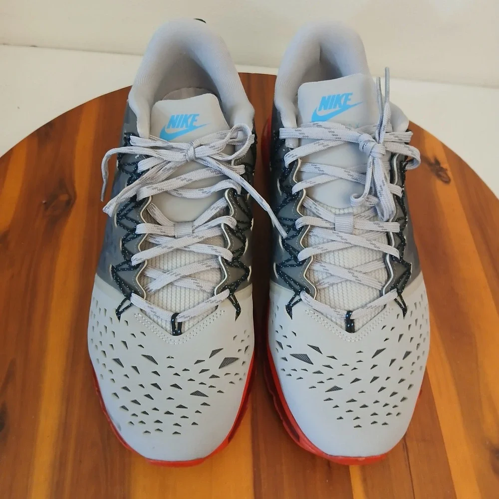 Nike Air Max Pacfly Mens 9 Gray Red Running Shoes Sneakers 707319-002